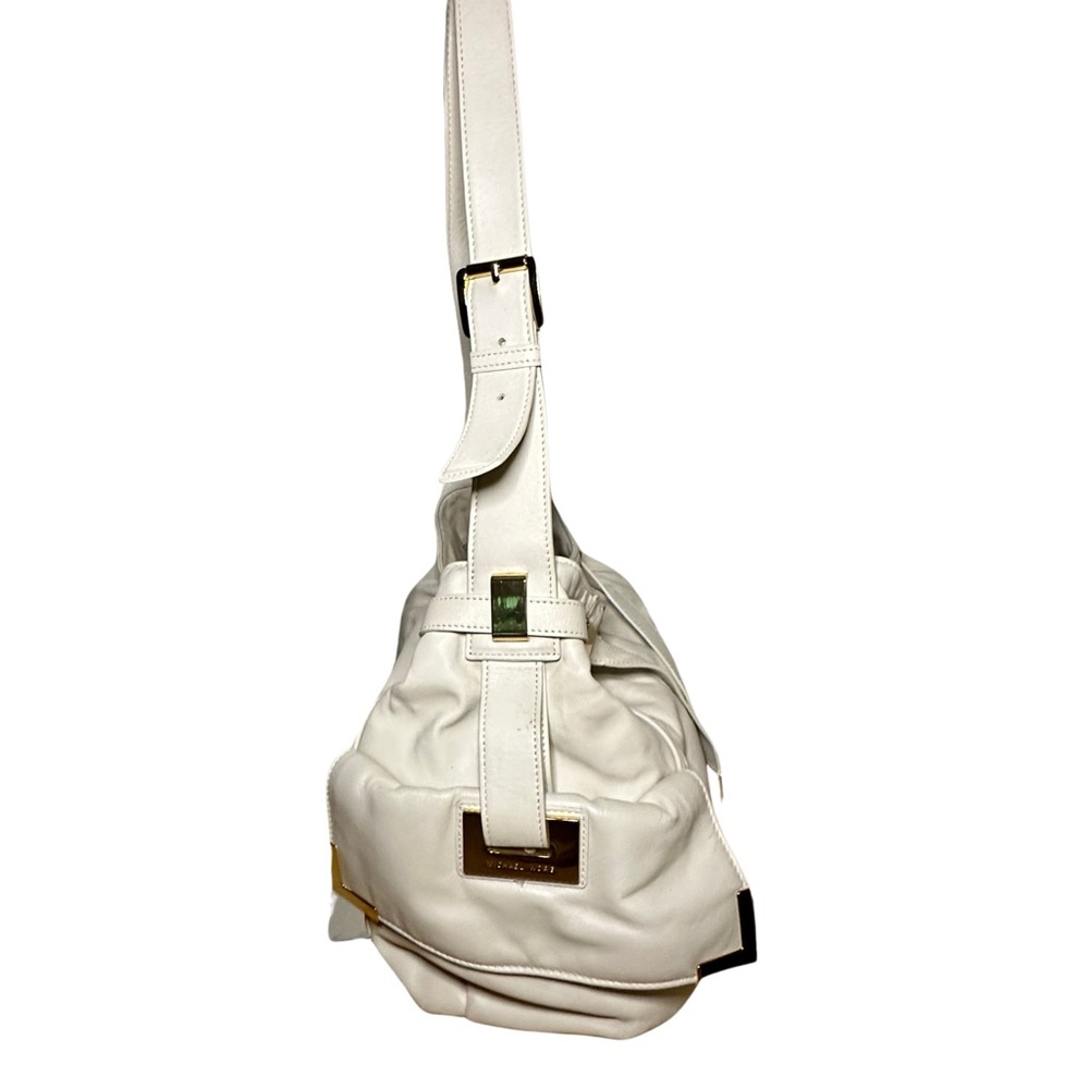 Vintage Michael Kors Ivory Leather and Gold Handbag Handbag Purse - Picture 4 of 16